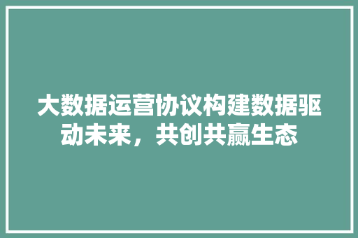 大数据运营协议构建数据驱动未来，共创共赢生态  第1张