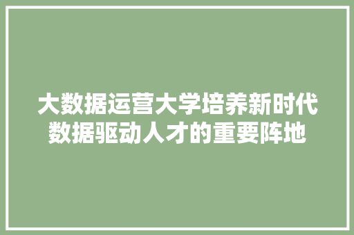 大数据运营大学培养新时代数据驱动人才的重要阵地  第1张