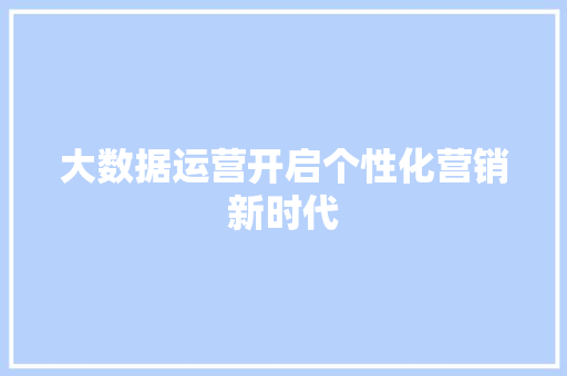 大数据运营开启个性化营销新时代  第1张