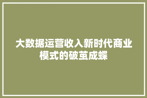 大数据运营收入新时代商业模式的破茧成蝶  第1张