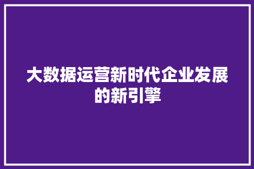 大数据运营新时代企业发展的新引擎  第1张