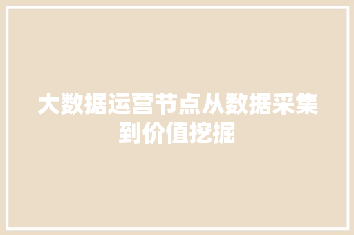 大数据运营节点从数据采集到价值挖掘  第1张