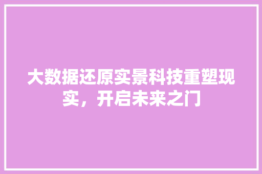 大数据还原实景科技重塑现实，开启未来之门