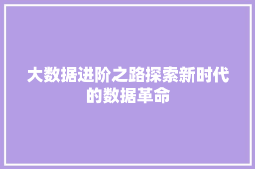 大数据进阶之路探索新时代的数据革命