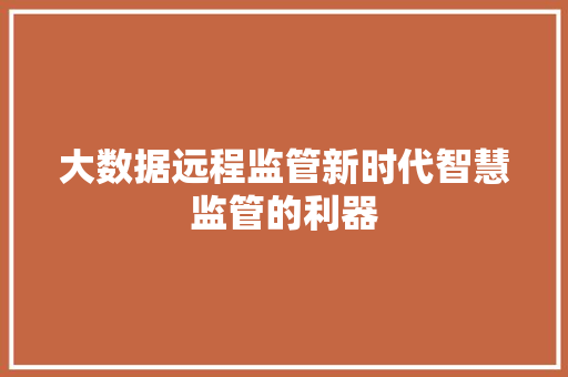 大数据远程监管新时代智慧监管的利器