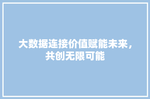 大数据连接价值赋能未来，共创无限可能