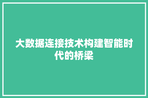 大数据连接技术构建智能时代的桥梁  第1张