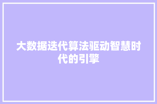 大数据迭代算法驱动智慧时代的引擎