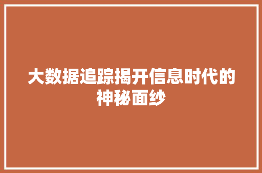 大数据追踪揭开信息时代的神秘面纱