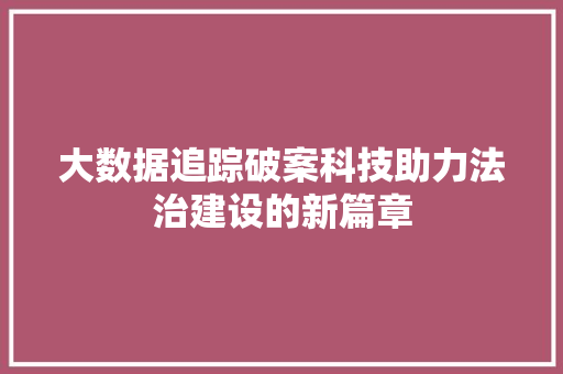 大数据追踪破案科技助力法治建设的新篇章