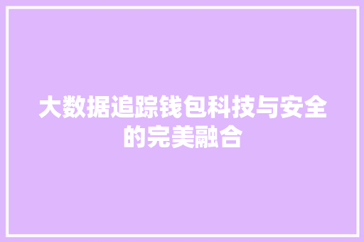 大数据追踪钱包科技与安全的完美融合