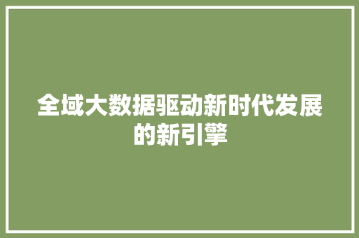 全域大数据驱动新时代发展的新引擎
