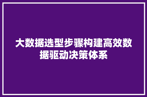 大数据选型步骤构建高效数据驱动决策体系