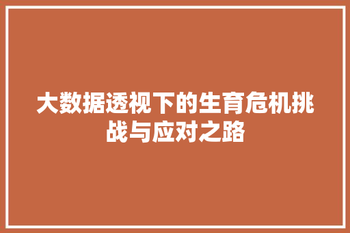 大数据透视下的生育危机挑战与应对之路