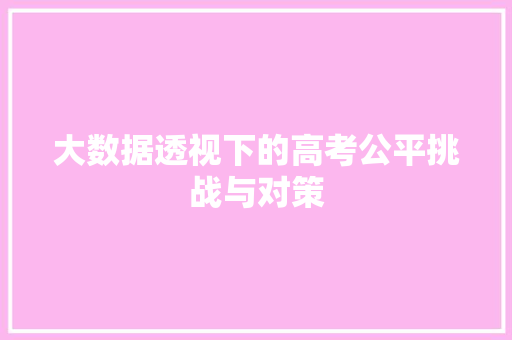 大数据透视下的高考公平挑战与对策