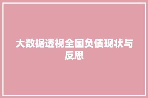 大数据透视全国负债现状与反思