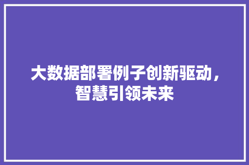 大数据部署例子创新驱动，智慧引领未来