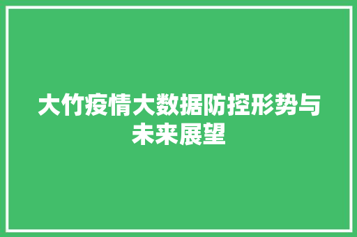 大竹疫情大数据防控形势与未来展望  第1张