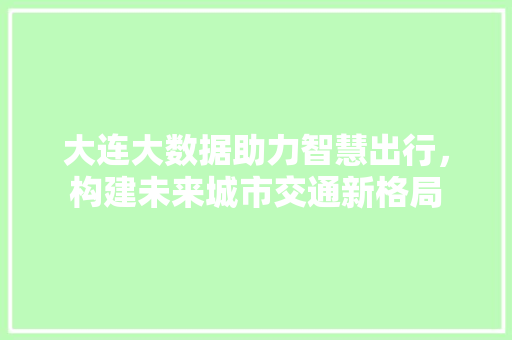 大连大数据助力智慧出行，构建未来城市交通新格局  第1张