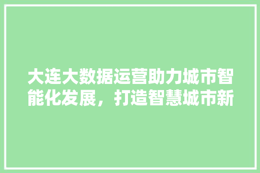 大连大数据运营助力城市智能化发展，打造智慧城市新标杆  第1张