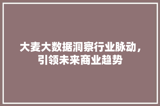 大麦大数据洞察行业脉动，引领未来商业趋势