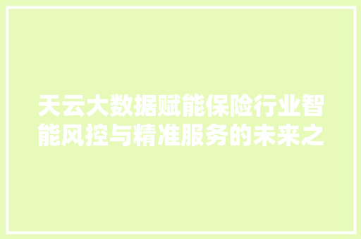 天云大数据赋能保险行业智能风控与精准服务的未来之路