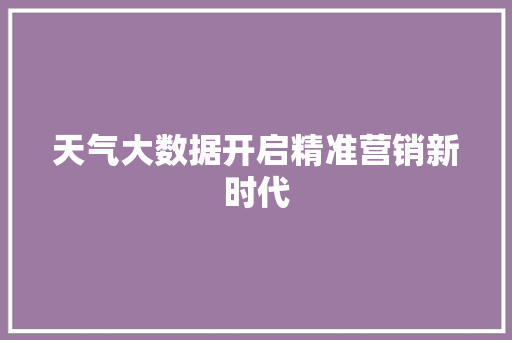 天气大数据开启精准营销新时代