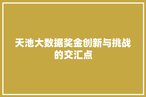 天池大数据奖金创新与挑战的交汇点