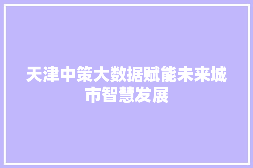 天津中策大数据赋能未来城市智慧发展