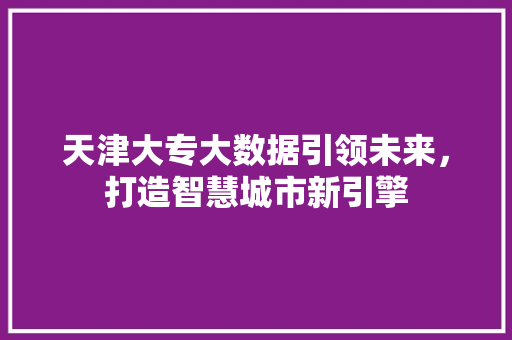 天津大专大数据引领未来，打造智慧城市新引擎  第1张