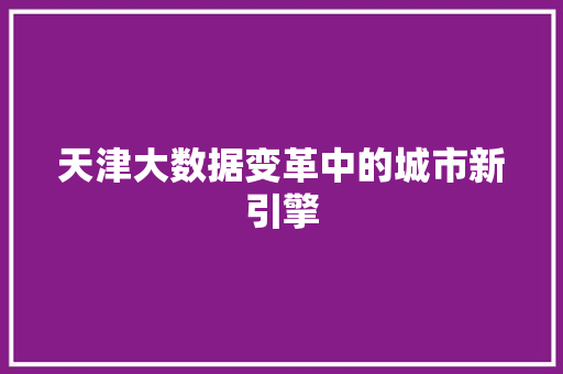 天津大数据变革中的城市新引擎  第1张
