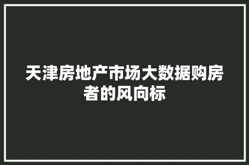 天津房地产市场大数据购房者的风向标