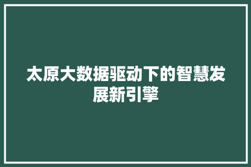 太原大数据驱动下的智慧发展新引擎