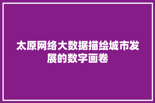 太原网络大数据描绘城市发展的数字画卷