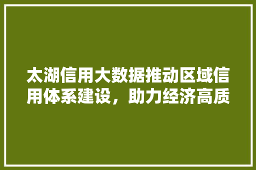 太湖信用大数据推动区域信用体系建设，助力经济高质量发展  第1张