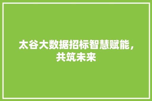 太谷大数据招标智慧赋能，共筑未来