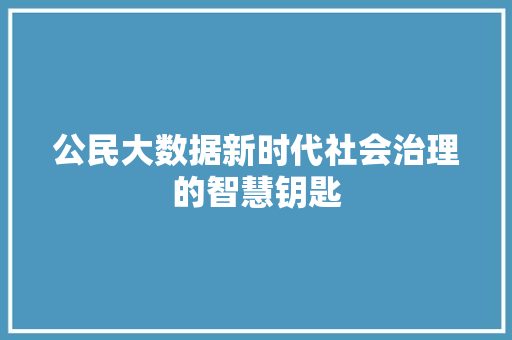 公民大数据新时代社会治理的智慧钥匙