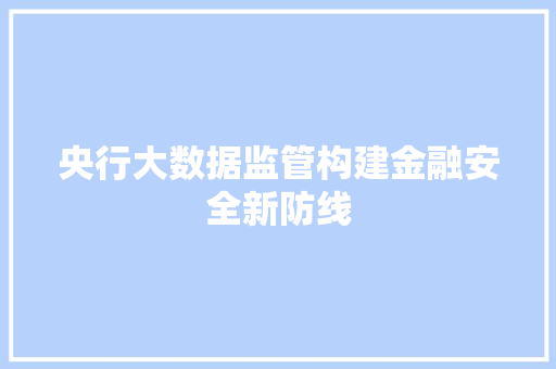 央行大数据监管构建金融安全新防线  第1张