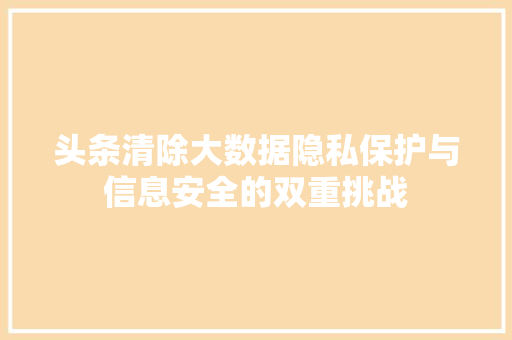 头条清除大数据隐私保护与信息安全的双重挑战  第1张