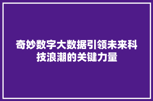 奇妙数字大数据引领未来科技浪潮的关键力量