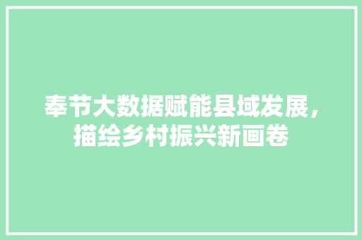奉节大数据赋能县域发展，描绘乡村振兴新画卷