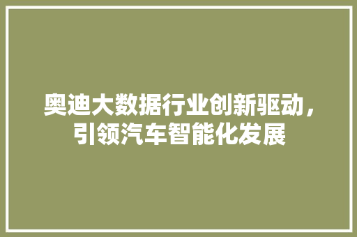 奥迪大数据行业创新驱动，引领汽车智能化发展