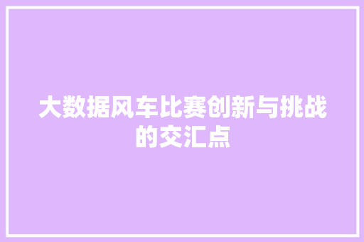 大数据风车比赛创新与挑战的交汇点