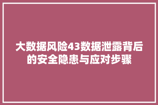 大数据风险43数据泄露背后的安全隐患与应对步骤  第1张
