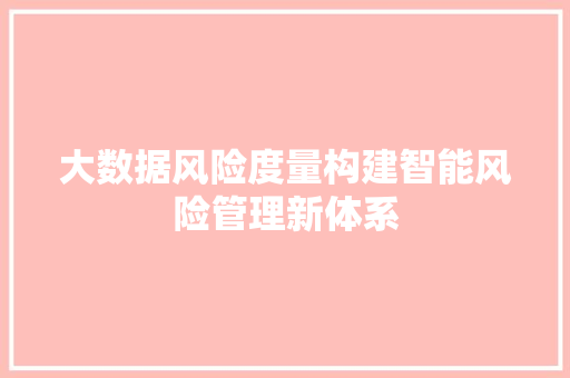大数据风险度量构建智能风险管理新体系  第1张