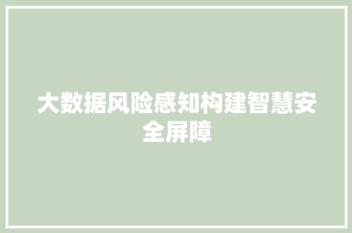 大数据风险感知构建智慧安全屏障  第1张