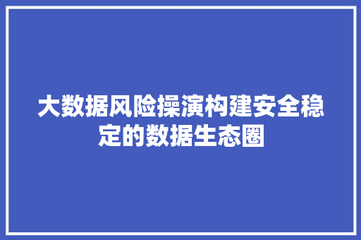 大数据风险操演构建安全稳定的数据生态圈