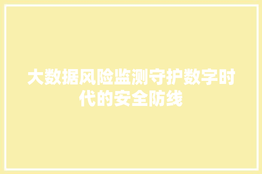 大数据风险监测守护数字时代的安全防线  第1张