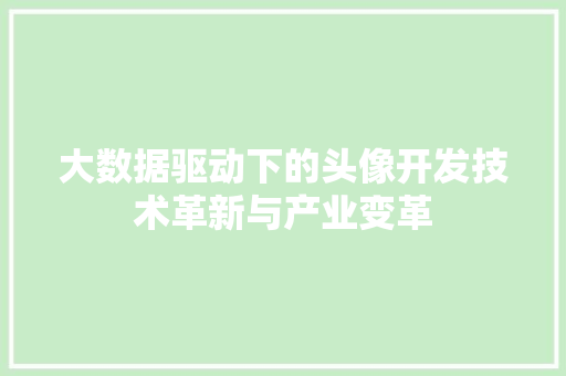 大数据驱动下的头像开发技术革新与产业变革  第1张
