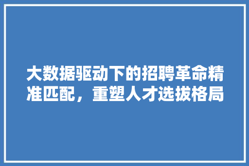 大数据驱动下的招聘革命精准匹配，重塑人才选拔格局  第1张